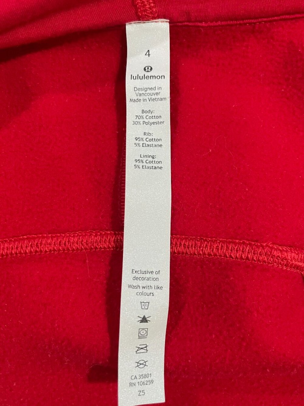 Lululemon Scuba Hoodie 20Y Collection Classic Cotton Fleece Dark Red 4 W4BBSS - Picture 11 of 12